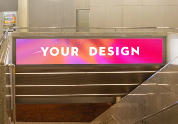 室内户外地铁海报视频广告展示灯箱VI智能贴图样机PSD设计素材【002】